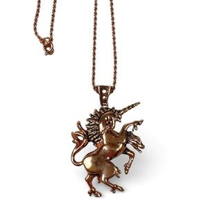 Han Cholo Last Unicorn Pendant Rope Chain Necklace Rose Gold Vintage Y2K